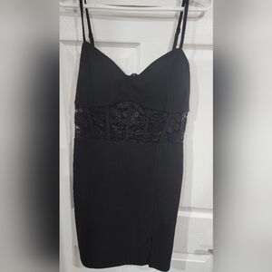 Little black dress - with lace insert